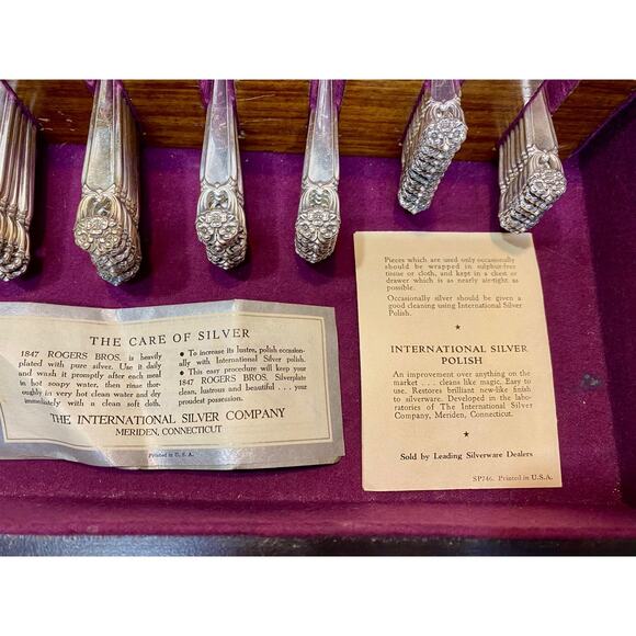 1847 Rogers Bros Silver Plate ETERNALLY YOURS Silverware Set 82 Pieces w Case - Picture 5 of 14